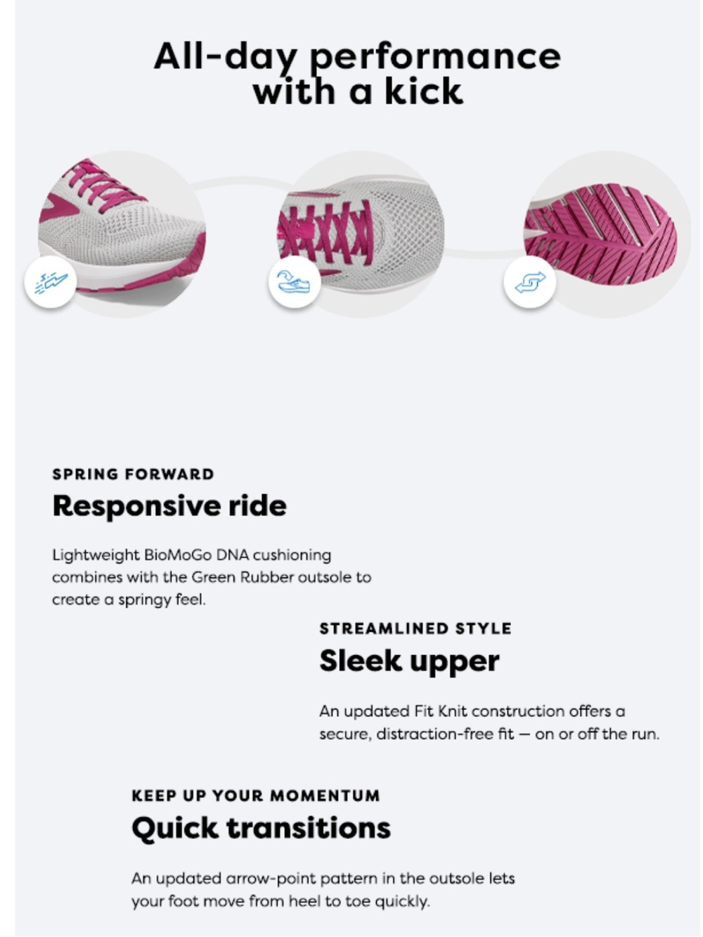 Brooks Revel 5 women’s athletic shoes, magenta, gray, and white sz 9 - Picture 2 of 10